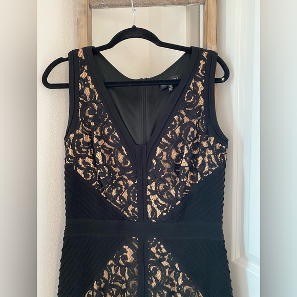 NWOT - Tadashi Shoji Lace & Jersey Fit & Flare
Black Nude Sleeveless Dress - Picture 5 of 8